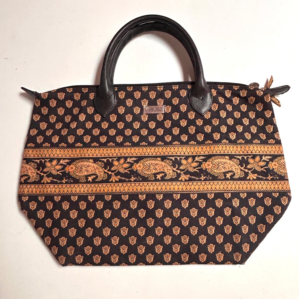 Pierre Deux French Country Tote Bag Black Paisley Fabric Handbag Vintage